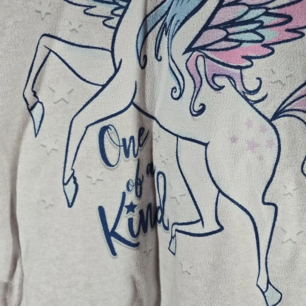 Girls Purple Unicorn Pajamas Sweatshirt & Heart Pants Sleep Set Size 10/12